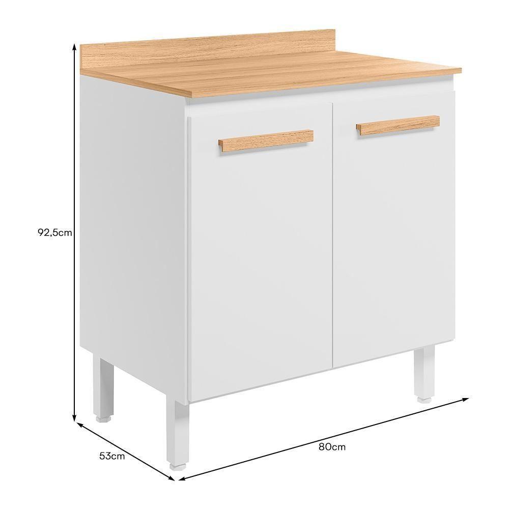 Balcão De Cozinha Intenza 80cm Branco Com Tampo Mdp - Nicioli Branco - 4