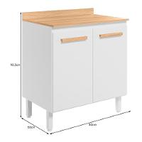 Balcão De Cozinha Intenza 80cm Branco Com Tampo Mdp - Nicioli Branco - 4