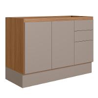 Balcão De Cozinha Acácia Touch 120cm Ipê-fendy Com Rodapé E Sem Tampo - Nicioli Ipê-fendy - 1