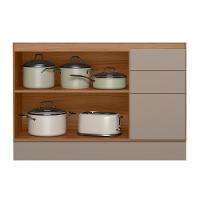 Balcão De Cozinha Acácia Touch 120cm Ipê-fendy Com Rodapé E Sem Tampo - Nicioli Ipê-fendy - 2