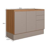 Balcão De Cozinha Acácia Touch 120cm Ipê-fendy Com Rodapé E Sem Tampo - Nicioli Ipê-fendy - 3