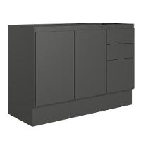 Balcão De Cozinha Acácia Touch 120cm Chumbo Com Rodapé E Sem Tampo - Nicioli Chumbo - 1