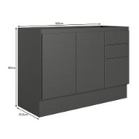 Balcão De Cozinha Acácia Touch 120cm Chumbo Com Rodapé E Sem Tampo - Nicioli Chumbo - 3