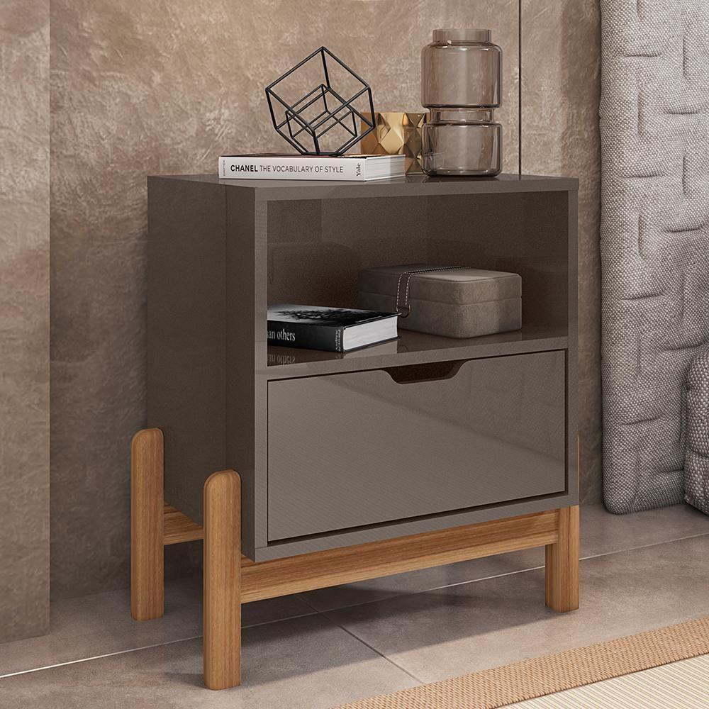 Mesa De Cabeceira Antares 1 Gaveta Cinza Pérola - Casa D Cinza Pérola - 2