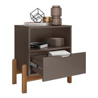 Mesa De Cabeceira Antares 1 Gaveta Cinza Pérola - Casa D Cinza Pérola - 3