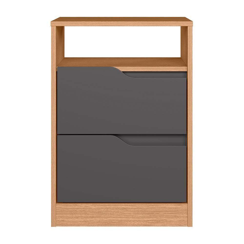 Mesa De Cabeceira Sole 2 Gavetas Flex Titanium-freijó - Móveis Albatroz Titanium-freijó - 4