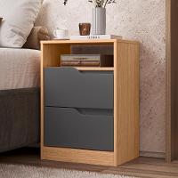 Mesa De Cabeceira Sole 2 Gavetas Flex Titanium-freijó - Móveis Albatroz Titanium-freijó - 3