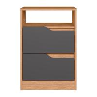 Mesa De Cabeceira Sole 2 Gavetas Flex Freijó-titanium - Móveis Albatroz Freijó-titanium - 3