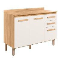 Balcão De Cozinha Intenza 120cm Freijó-off White Cristal Com Tampo Mdp - Nicioli Freijó-off White Cristal - 1