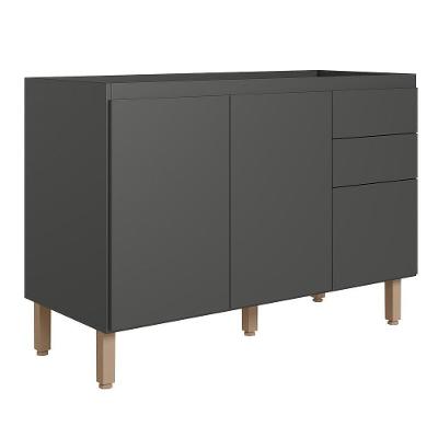 Balcão De Cozinha Acácia Touch 120cm Chumbo Sem Tampo - Nicioli Chumbo