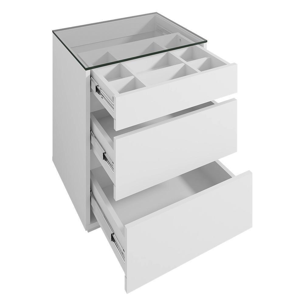 Kit 2 Mesas De Cabeceira Belize 3 Gavetas Branco - Casa D Branco - 4