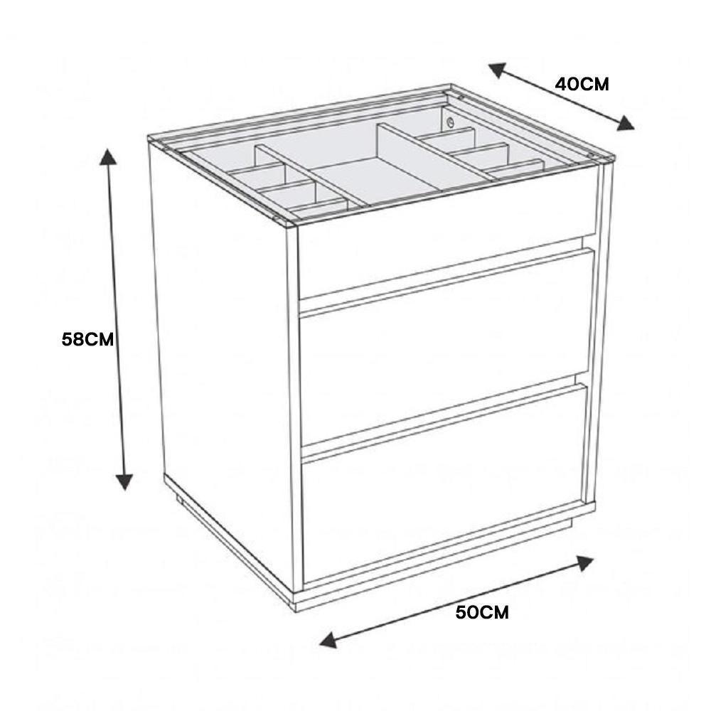 Kit 2 Mesas De Cabeceira Belize 3 Gavetas Branco - Casa D Branco - 5