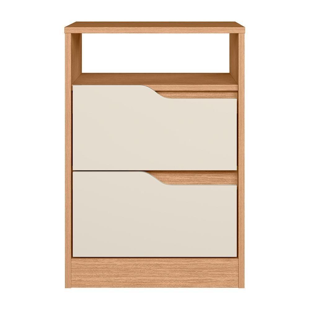 Kit 2 Mesas De Cabeceira Sole 2 Gavetas Flex Freijó-off White - Móveis Albatroz Freijó-off White - 3