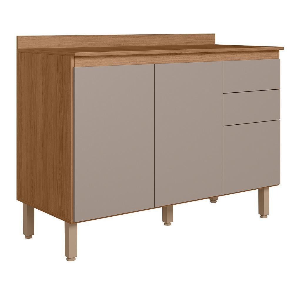 Balcão De Cozinha Acácia Touch 120cm Ipê-fendy Com Tampo Mdp - Nicioli Ipê-fendy - 1