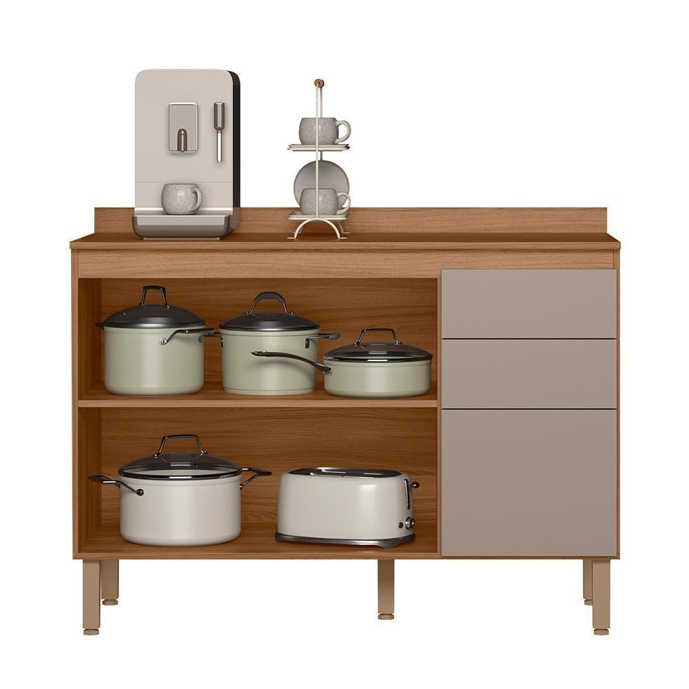 Balcão De Cozinha Acácia Touch 120cm Ipê-fendy Com Tampo Mdp - Nicioli Ipê-fendy - 2