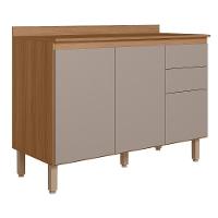 Balcão De Cozinha Acácia Touch 120cm Ipê-fendy Com Tampo Mdp - Nicioli Ipê-fendy - 1