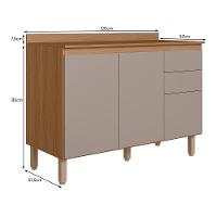 Balcão De Cozinha Acácia Touch 120cm Ipê-fendy Com Tampo Mdp - Nicioli Ipê-fendy - 3