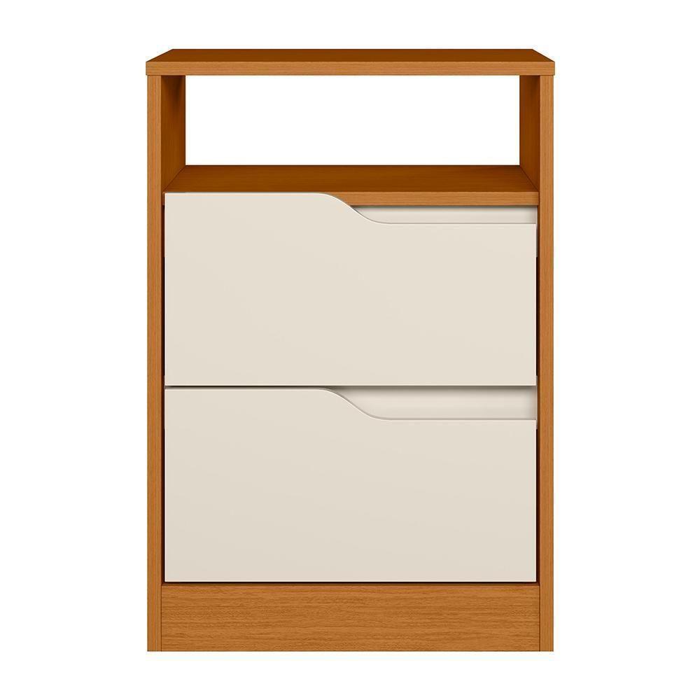 Mesa De Cabeceira Sole 2 Gavetas Flex Off White-cinamomo - Móveis Albatroz Off White-cinamomo - 3