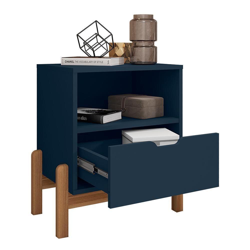 Mesa De Cabeceira Antares 1 Gaveta Azul Cobalto - Casa D Azul Cobalto - 3
