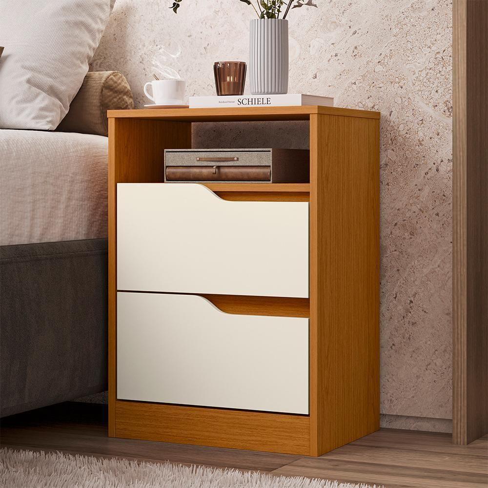 Mesa De Cabeceira Sole 2 Gavetas Flex Cinamomo-off White - Móveis Albatroz Cinamomo-off White - 3
