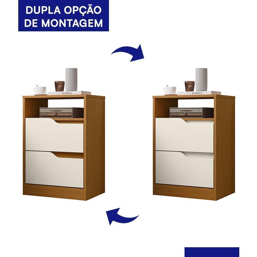 Mesa De Cabeceira Sole 2 Gavetas Flex Cinamomo-off White - Móveis Albatroz Cinamomo-off White - 5