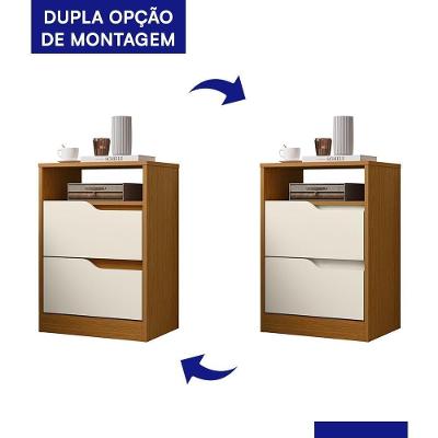 Mesa De Cabeceira Sole 2 Gavetas Flex Cinamomo-off White - Móveis Albatroz Cinamomo-off White