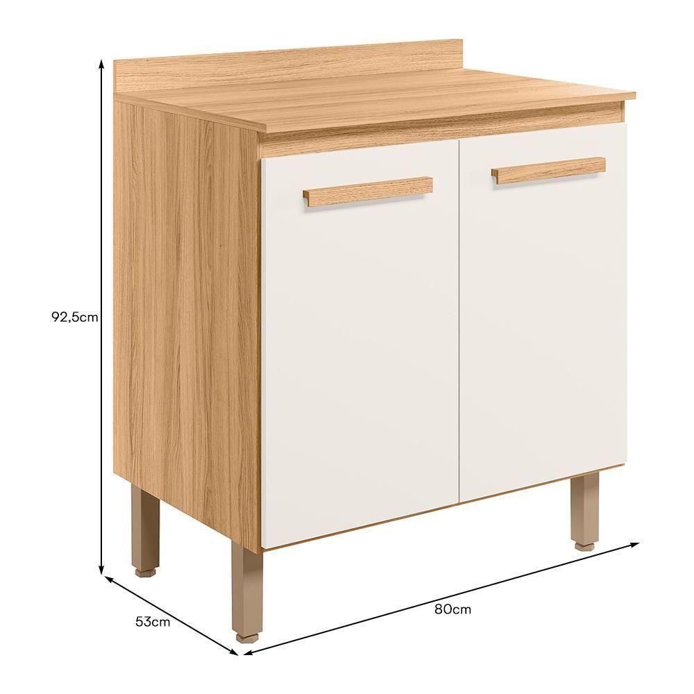 Balcão De Cozinha Intenza 80cm Freijó-off White Cristal Com Tampo Mdp - Nicioli Freijó-off White Cristal - 2