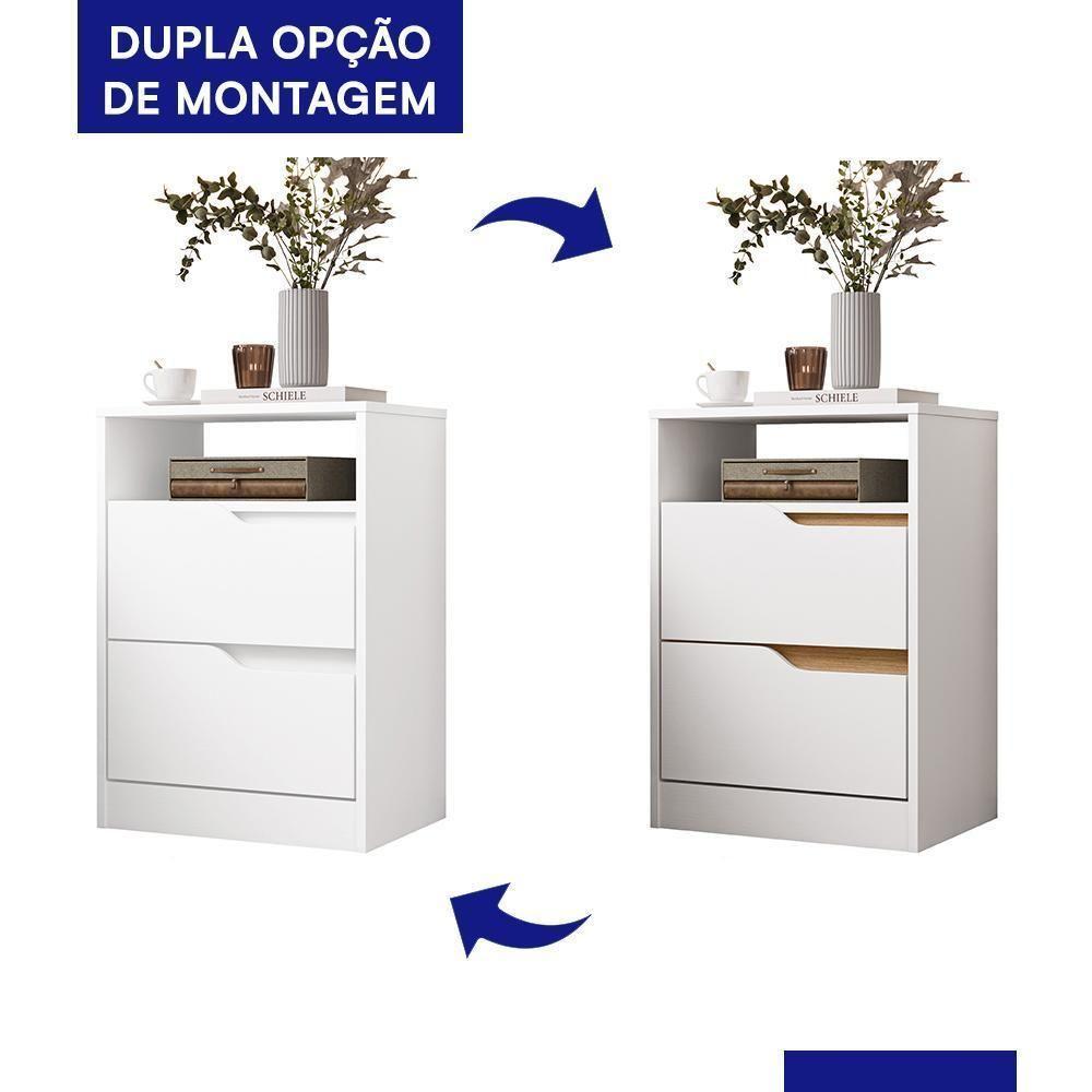 Mesa De Cabeceira Sole 2 Gavetas Flex Branco Fosco - Móveis Albatroz Branco Fosco - 2