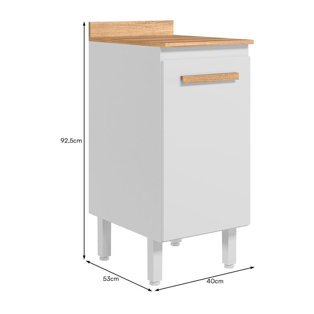 Balcão De Cozinha Intenza 40cm Branco Com Tampo Mdp - Nicioli Branco - 4