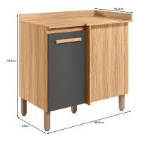 Balcão De Cozinha Intenza Canto Reto Freijó-chumbo Com Tampo Mdp - Nicioli Freijó-chumbo - 3