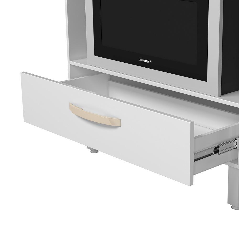 Balcão De Cozinha Fit 80 Branco Com Tampo Mdp Para Cooktop - Nicioli Branco - 3