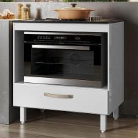 Balcão De Cozinha Fit 80 Branco Com Tampo Mdp Para Cooktop - Nicioli Branco - 2