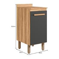 Balcão De Cozinha Intenza 40cm Freijó-chumbo Com Tampo Mdp - Nicioli Freijó-chumbo - 4