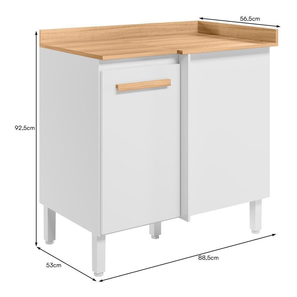 Balcão De Cozinha Intenza Canto Reto Branco Com Tampo Mdp - Nicioli Branco - 3