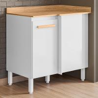 Balcão De Cozinha Intenza Canto Reto Branco Com Tampo Mdp - Nicioli Branco - 2