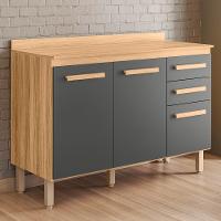 Balcão De Cozinha Intenza 120cm Freijó-chumbo Com Tampo Mdp - Nicioli Freijó-chumbo - 2