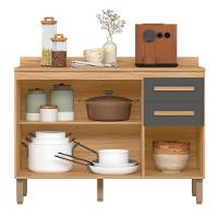 Balcão De Cozinha Intenza 120cm Freijó-chumbo Com Tampo Mdp - Nicioli Freijó-chumbo - 3