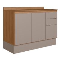 Balcão De Cozinha Acácia Touch 120cm Ipê-fendy Com Rodapé E Tampo Mdp - Nicioli Ipê-fendy - 1