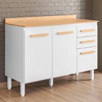 Balcão De Cozinha Intenza 120cm Branco Com Tampo Mdp - Nicioli Branco - 2