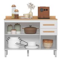 Balcão De Cozinha Intenza 120cm Branco Com Tampo Mdp - Nicioli Branco - 3