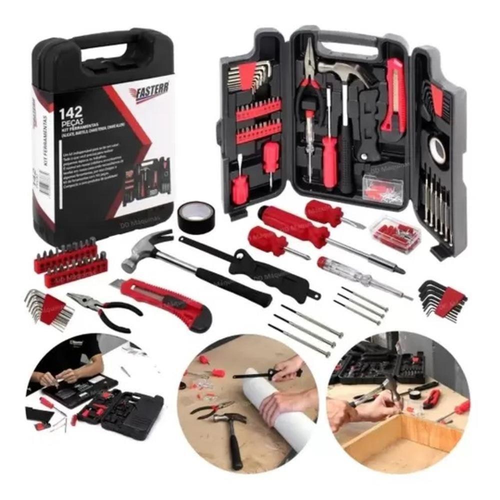 Kit Jogo Completo Ferramentas Multiuso 142 Peças Com Maleta - 2