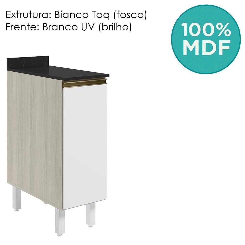 Balcao Com Tampo 1 Porta 30 Cm Mdf 12217 Bianco Toq Branco Uv Nicioli Bianco - 4