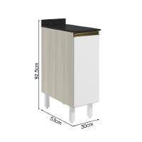 Balcao Com Tampo 1 Porta 30 Cm Mdf 12217 Bianco Toq Branco Uv Nicioli Bianco - 3