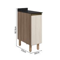 Balcao Com Tampo 1 Porta 30 Cm Mdf 12217 Carvalho Toq Bianco Toq Nicioli - 3