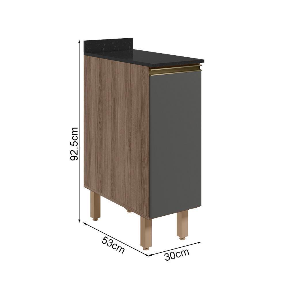 Balcao Com Tampo 1 Porta 30 Cm Mdf 12217 Carvalho Toq Chumbo Nicioli - 3