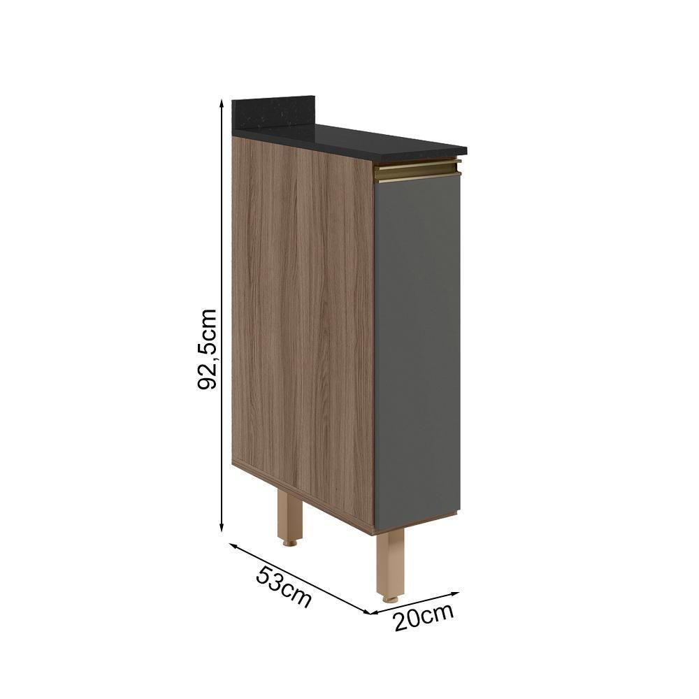 Balcao Com Tampo 1 Porta 20cm Mdf 16796 Carvalho Toq Chumbo Nicioli - 3