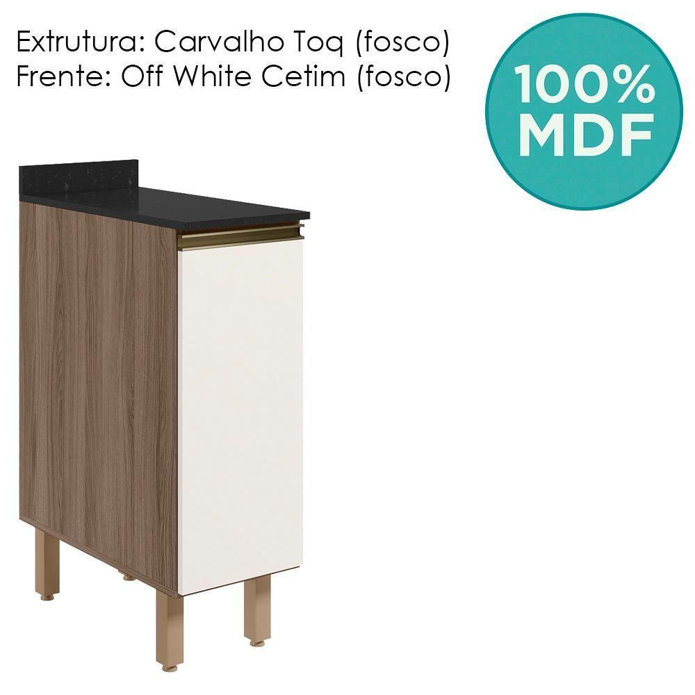 Balcao Com Tampo 1 Porta 30 Cm Mdf 12217 Carvalho Toq Off White Cetim Nicioli - 4
