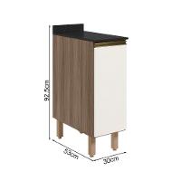Balcao Com Tampo 1 Porta 30 Cm Mdf 12217 Carvalho Toq Off White Cetim Nicioli - 3
