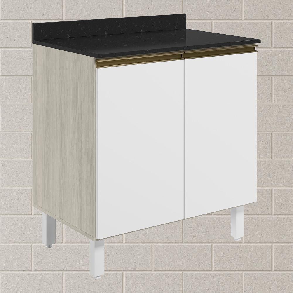 Balcao Com Tampo 2p 60 Cm Mdf Kali 12220 Bianco Toq Branco Uv Nicioli - 2