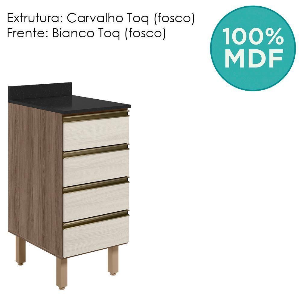 Balcao Com Tampo 4 Gavetas 40 Cm Mdf 16410 Carvalho Toq Bianco Toq Nicioli - 4
